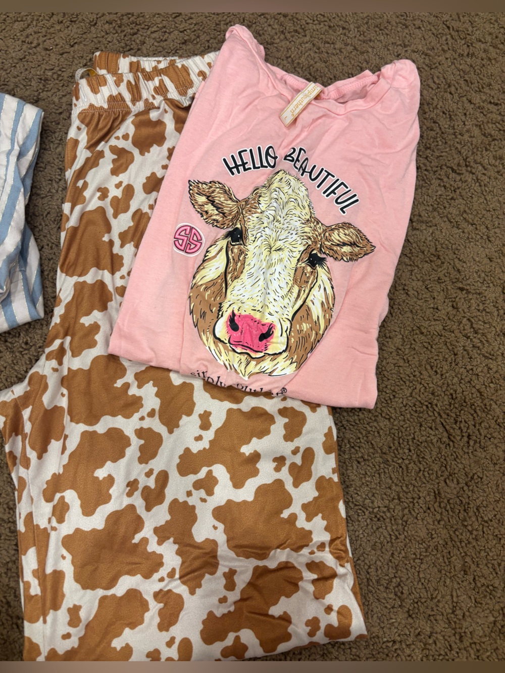 Simply Southern Pink Cow Graphic Tee with 'Hello Beautiful'